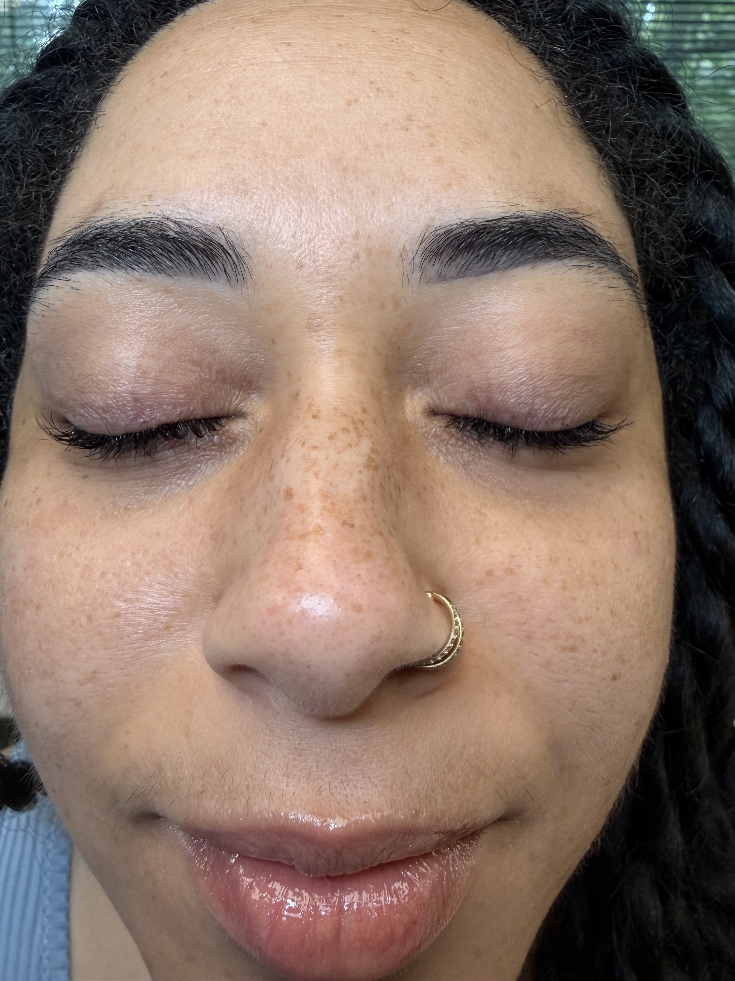 Lash lift and tint result eyes closed showing curl — I Am Beautiful by Mia Atlanta GA