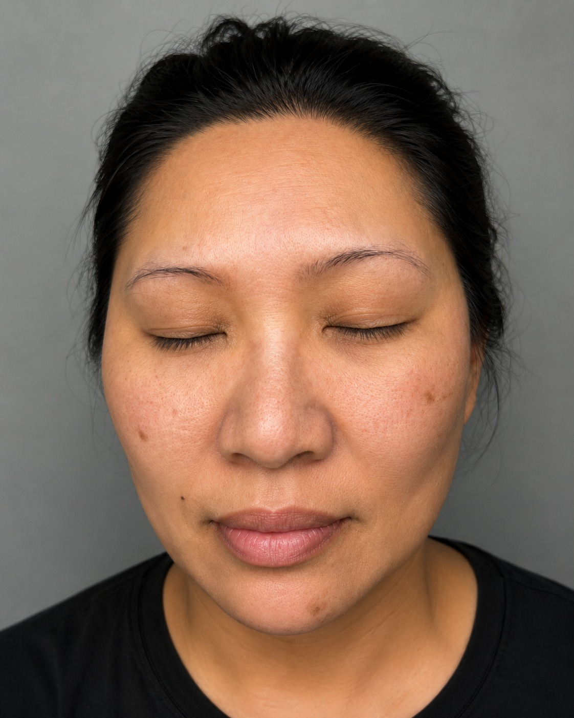 Brow detail close-up after permanent makeup — I Am Beautiful by Mia Atlanta