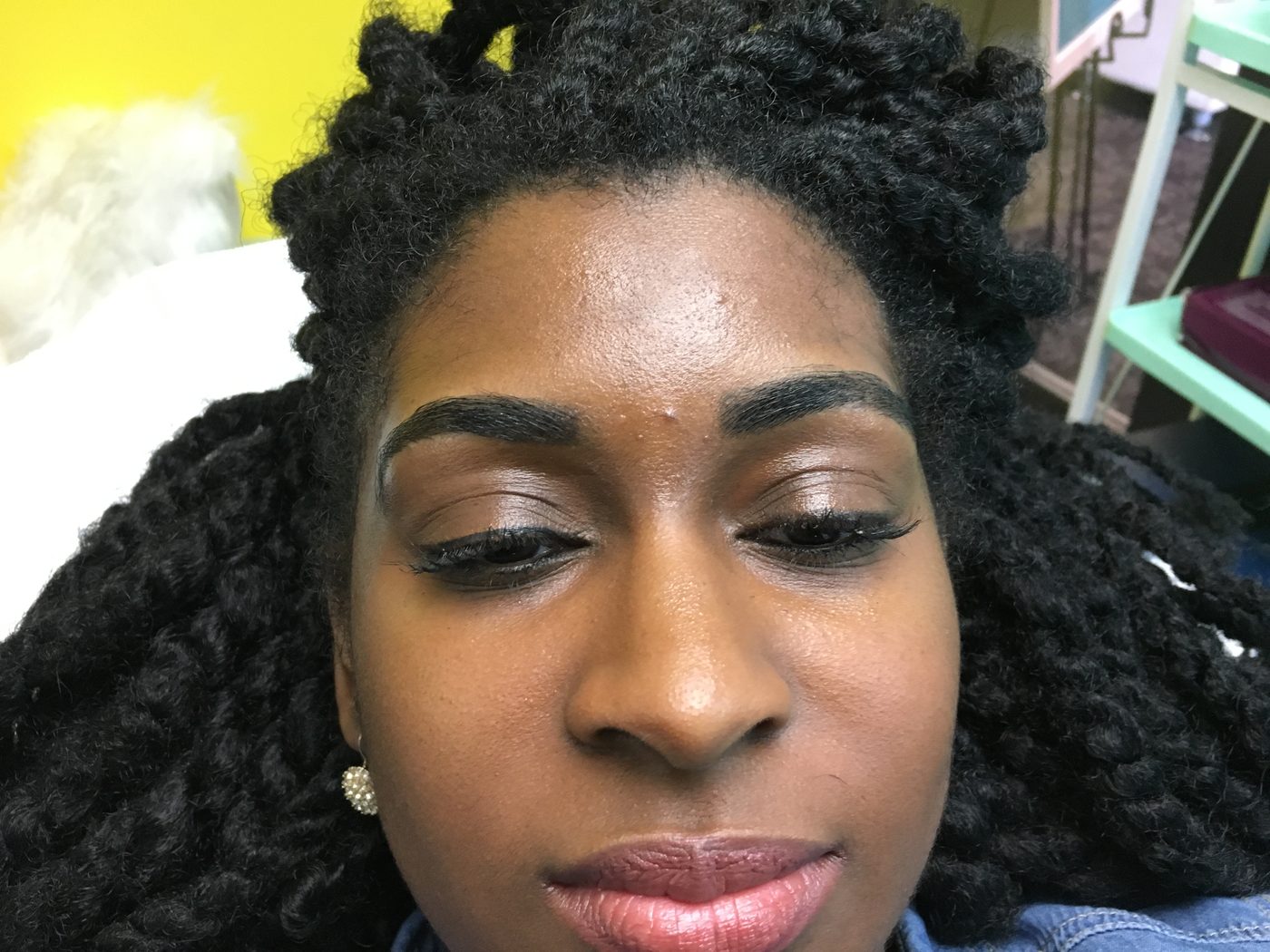 Nano brows hair-stroke detail close-up