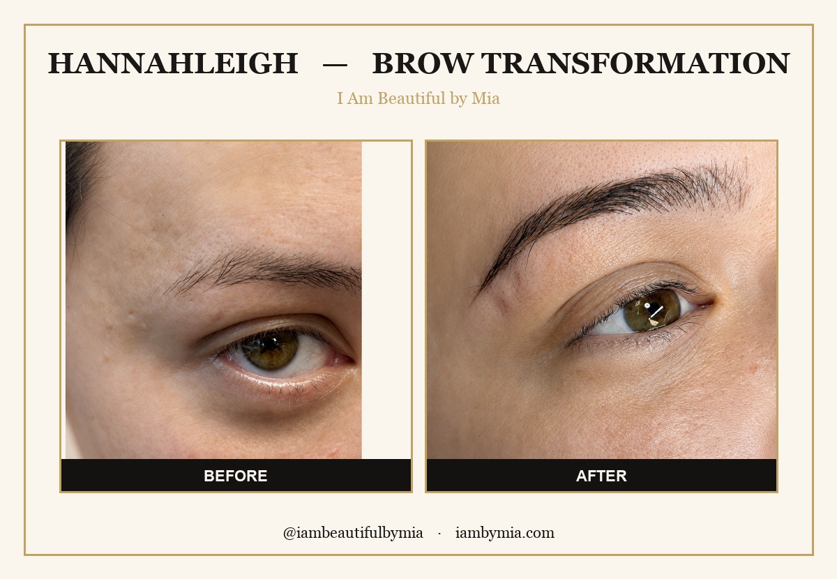 Brow transformation before and after close-up — Atlanta